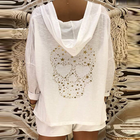 Hip Hop Womens Skulls Print Sweatshirt Autumn