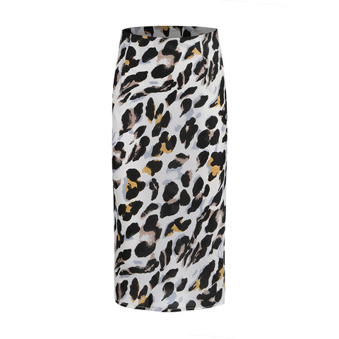 Spring Leopard Print High Waist Lady Sexy Cocktail Club Long Skirt
