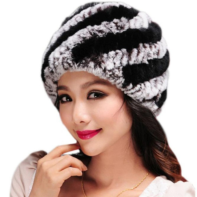 Handmade Newest Women's Fashion Real Knitted Rex Rabbit