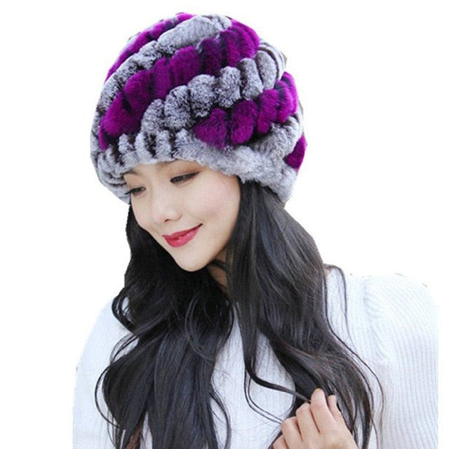 Handmade Newest Women's Fashion Real Knitted Rex Rabbit