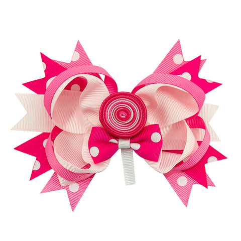 5 Inch Lollipop Hair Clips for School Girls Bowknot