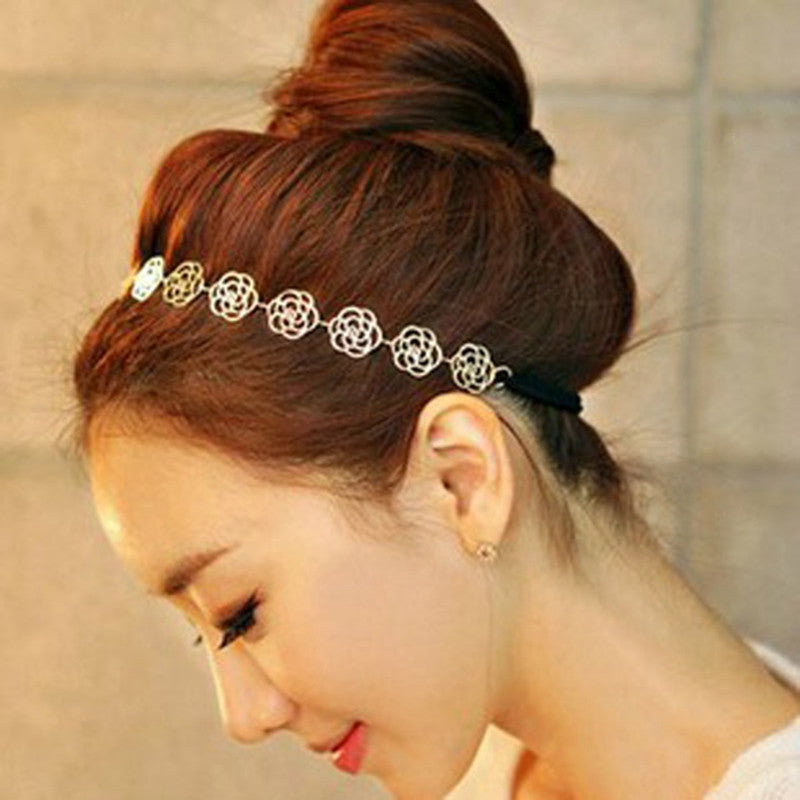 Lovely Hair Accessories Metallic Sweet Lady Hollow Rose