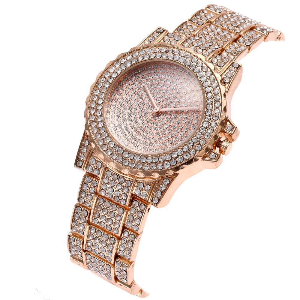 Mujer zegarek damski bayan kol saati relojes para Women Fashion Stainless Steel Band Analog Quartz Round Wrist Watch