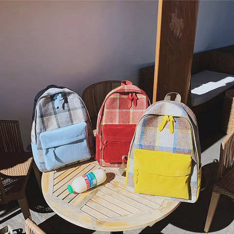 Business Leisure Travel Backpack Women Canvas Bag Retro Junior High School Student