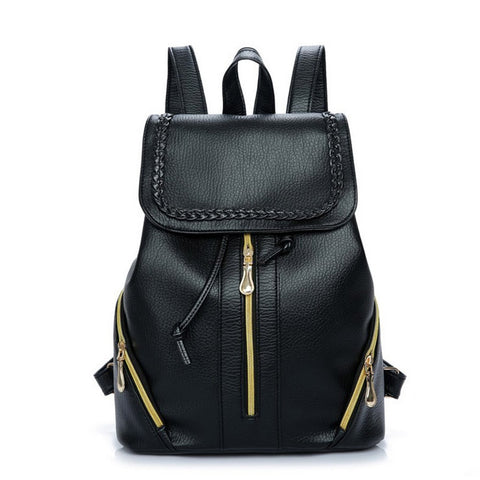 Women Pu Leather Female Backpacks Teenager School Bags