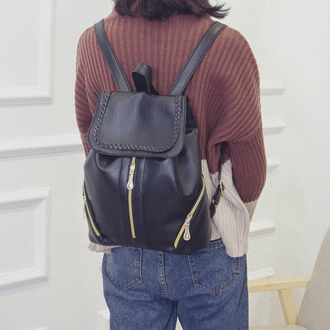 Women Pu Leather Female Backpacks Teenager School Bags