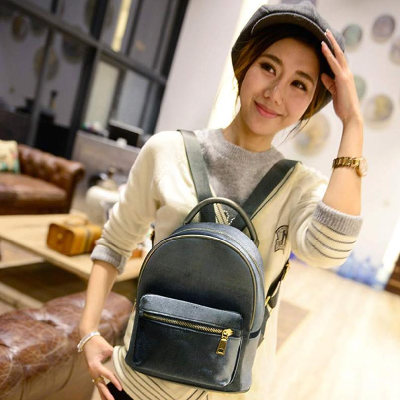 Women Gold Velvet Small Rucksack Backpack School Book Shoulder Bag