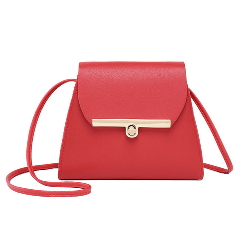 Simple Flap Shoulder PU Leather Bags Women Girls Pure Color