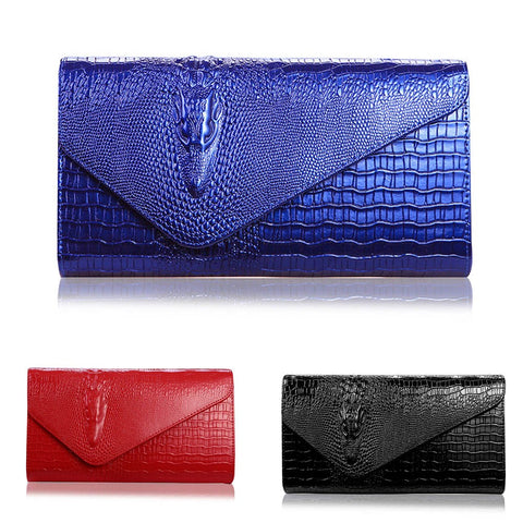 Women Handbag Money Coin Purses Holder Alligator Crocodile Long Clutch